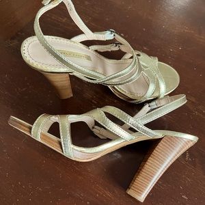 Leather Gold-Tone Strap Heels by Lovely People | 9M